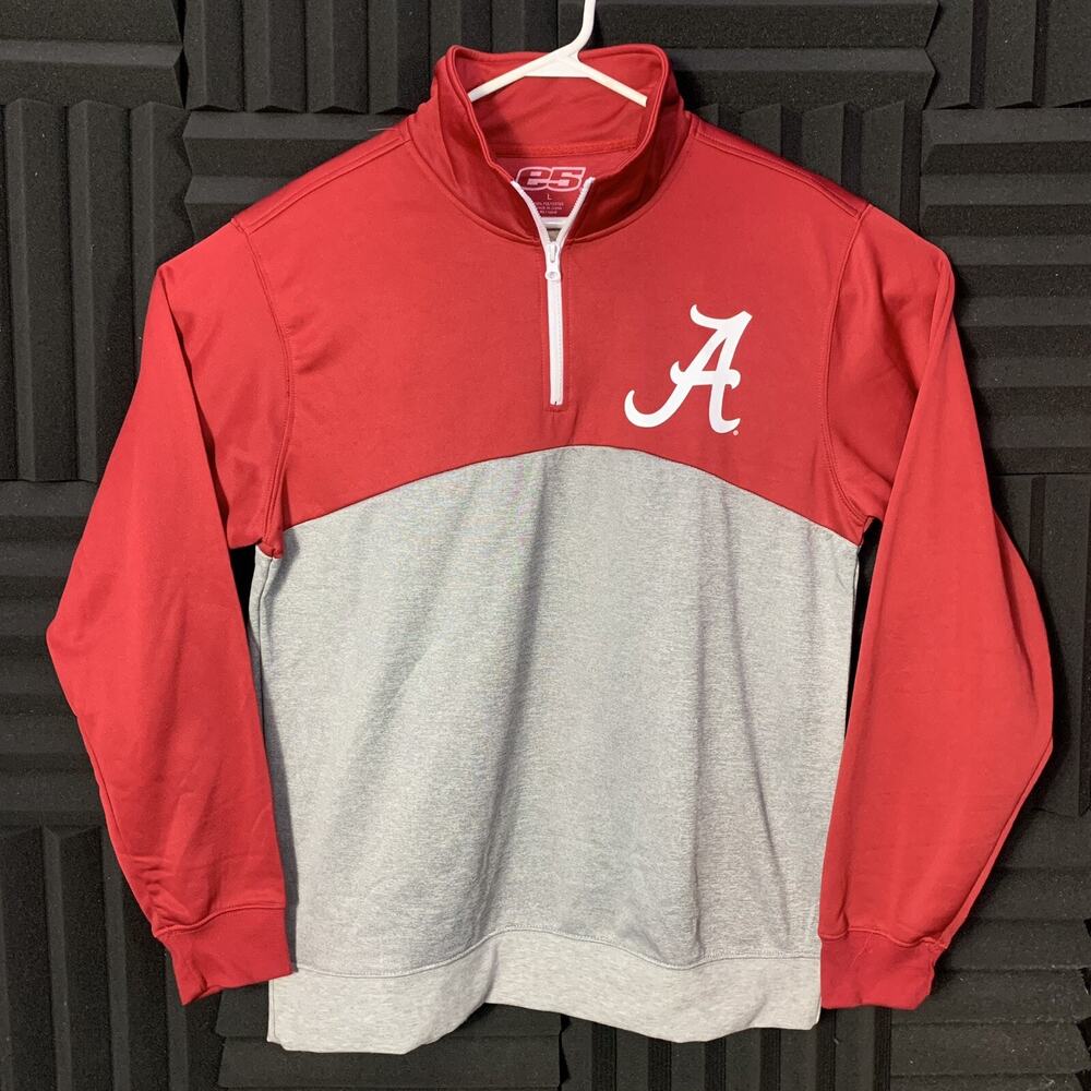E5 Alabama Crimson Tide Red 1/4 Zip Pullover Jacket Size L New